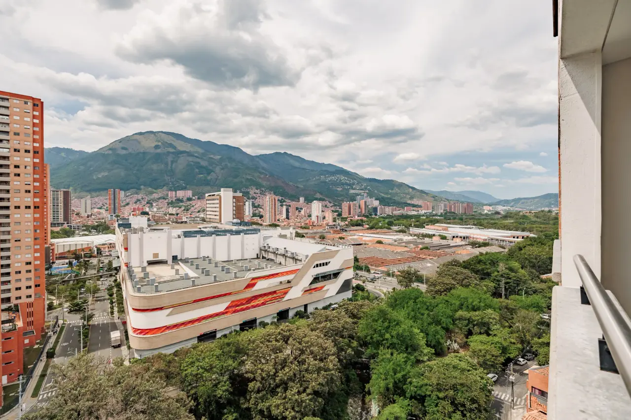 The Aburrá Valley and Bello seen from the fourteenth floor at Casa Roble